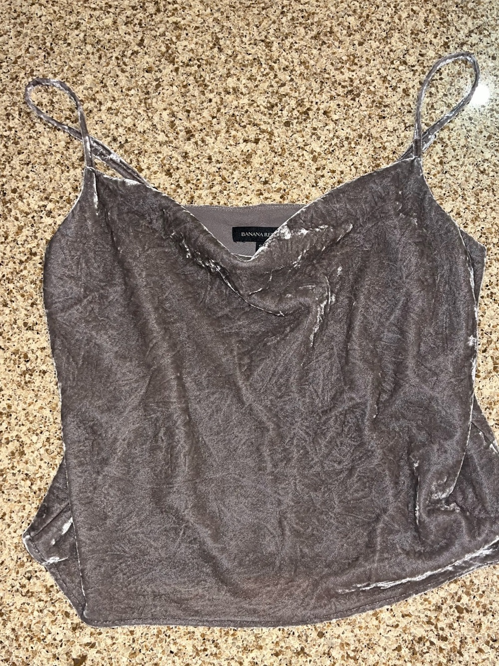 Banana Republic Velour Cowl Neck Camisole - Taupe Gray S